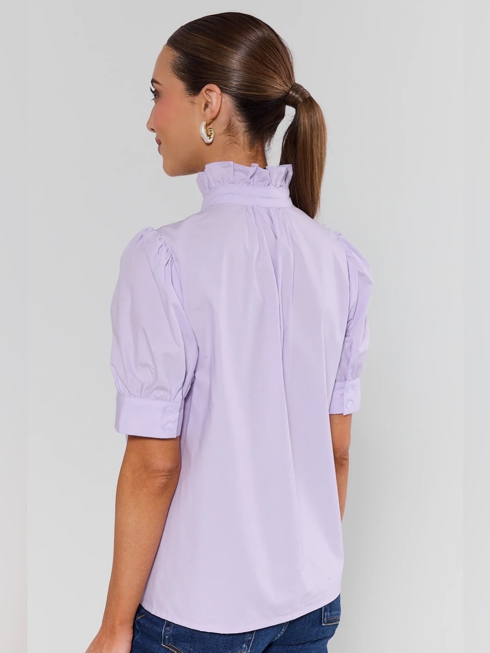 NWT Avara Sherry Lilac Embroidered Button Up Top Sz S - Picture 3 of 8